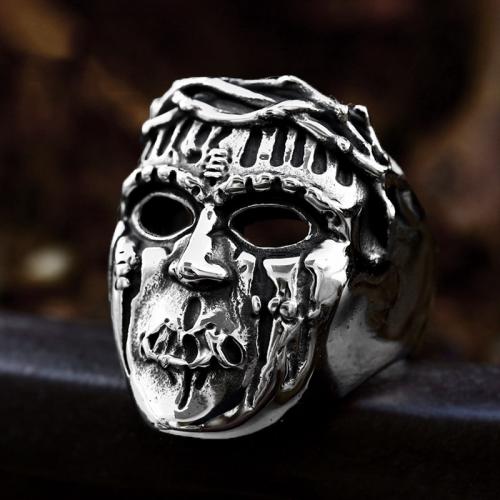 Titanium Steel Finger Ring Skull polished vintage & for man original color US Ring Sold By PC