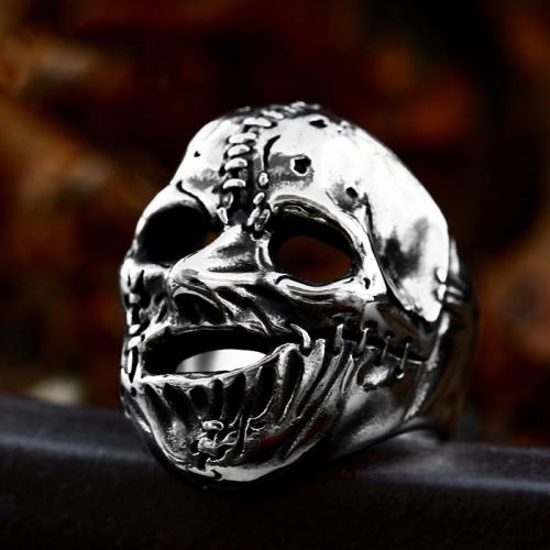 Titanium Steel Finger Ring Skull polished vintage & for man original color US Ring Sold By PC