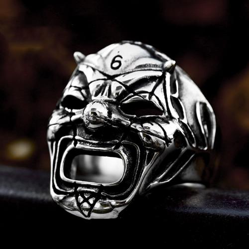 Titanium Staal Finger Ring, clown, gepolijst, Vintage & verschillende grootte voor keus & voor de mens, oorspronkelijke kleur, Maat:7-13, Verkocht door PC