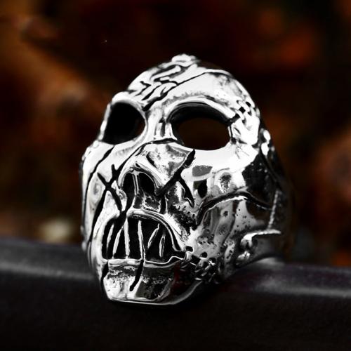 Titanium Steel Finger Ring Skull polished vintage & for man original color US Ring Sold By PC