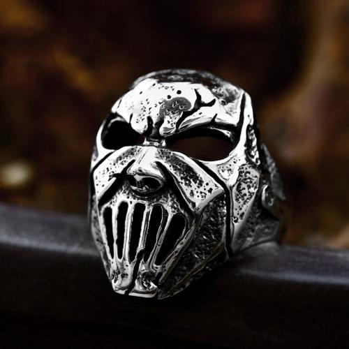 Titanium Steel Finger Ring Skull polished vintage & for man original color US Ring Sold By PC