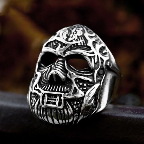 Titanium Steel Finger Ring Skull polished vintage & for man original color US Ring Sold By PC