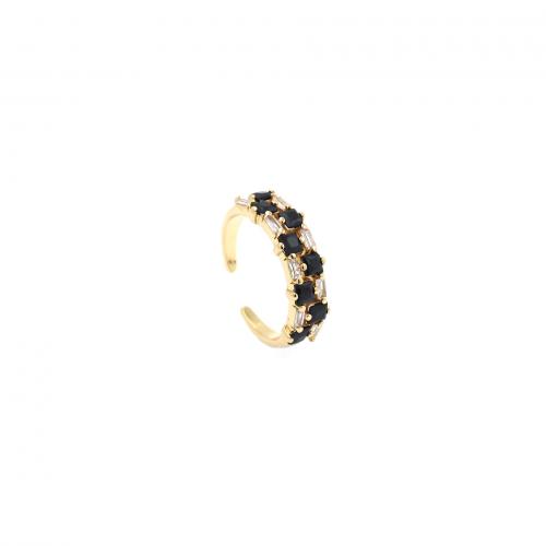 Kubieke Circonia Micro Pave Brass Ring, Messing, 18K verguld, mode sieraden & uniseks & micro pave zirconia, gemengde kleuren, nikkel, lood en cadmium vrij, inner diameter:17~20mm, Verkocht door PC