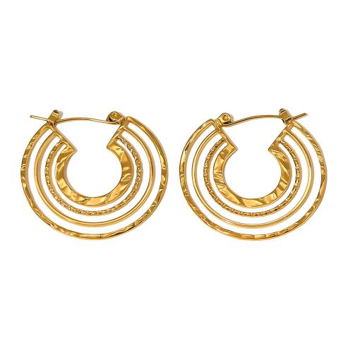 Titanium Steel  Earring 18K gold plated fashion jewelry & for woman golden Sold By Pair