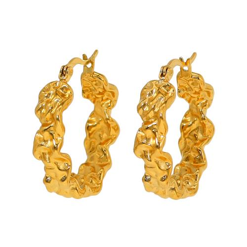 Titanium Steel  Earring 18K gold plated fashion jewelry & for woman golden Sold By Pair