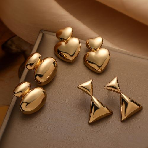 Brass Stud Earring fashion jewelry & for woman golden nickel lead & cadmium free Sold By Pair