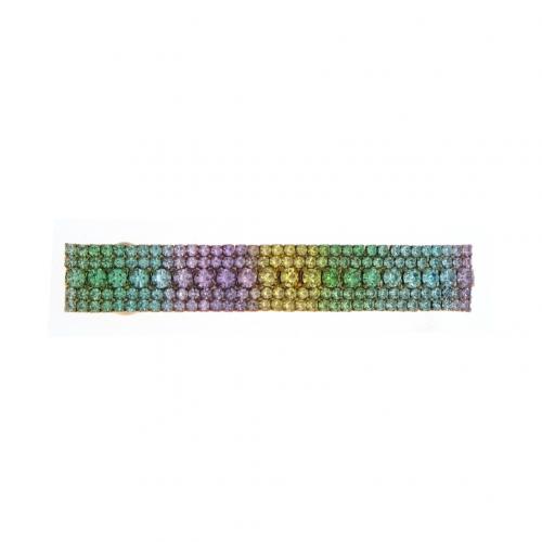 Clips del Pelo, aleación de zinc, chapado en color dorado, para mujer & con diamantes de imitación, multicolor, libre de níquel, plomo & cadmio, 75x13mm, Vendido por UD