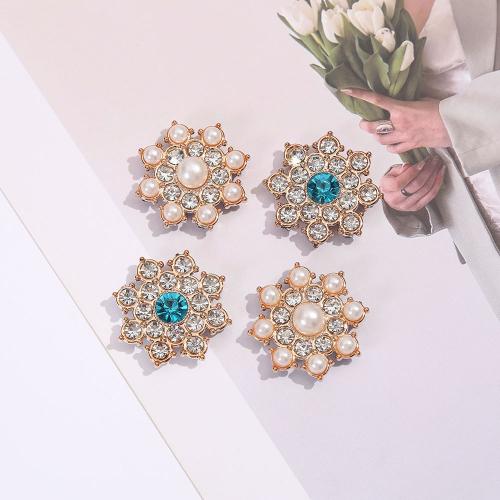 Haaraccessoires DIY bevindingen, Zinc Alloy, met ABS kunststof parel, Bloem, plated, met strass, meer kleuren voor de keuze, nikkel, lood en cadmium vrij, 22mm, 5pC's/Bag, Verkocht door Bag