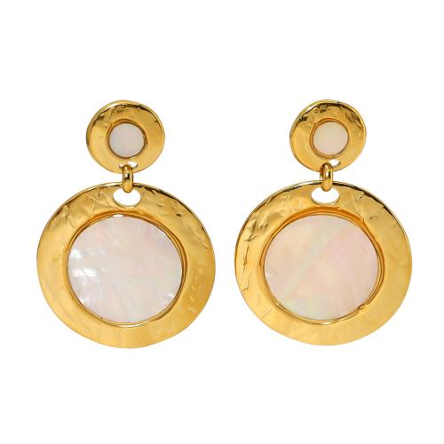 Pendientes de Acero Inoxidable, acero inoxidable 304, con Nácar de Abulón, chapado en oro de 18 K, Joyería & para mujer, dorado, Vendido por Par