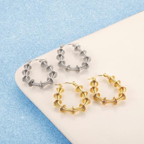 Stainless Steel Hoop Earring 304 Stainless Steel Vacuum Ion Plating fashion jewelry & for woman Sold By Pair