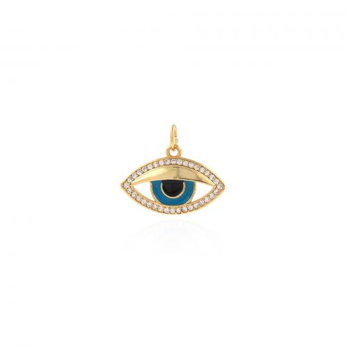 Evil Eye Hangers, Messing, 18K verguld, mode sieraden & DIY & micro pave zirconia & glazuur, gemengde kleuren, nikkel, lood en cadmium vrij, 19.50x16.50x2mm, Verkocht door PC