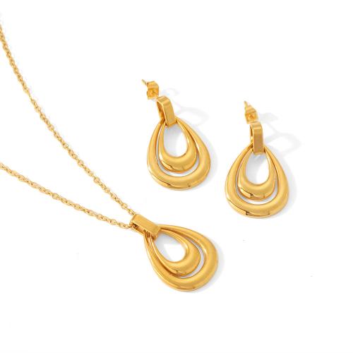 Jewelry Sets Titanium Steel Teardrop fashion jewelry & for woman Length Approx 45 cm Sold By PC