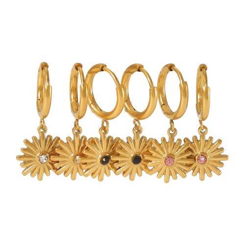 Earring Buail Huggie, 304 Cruach dhosmálta, 18K ór plátáilte, jewelry faisin & micrea réiteach zirconia ciúbach & do bhean, órga, 30x12mm, Díolta De réir Péire