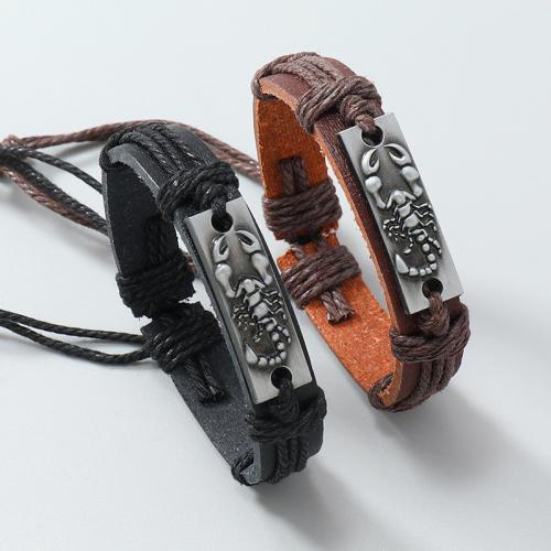 Pulseras de Cordón de PU, Cuero de PU, con Cáñamo & aleación de zinc, Joyería & unisexo, más colores para la opción, 12mm, longitud aproximado 5.5-7.5 cm, Vendido por UD