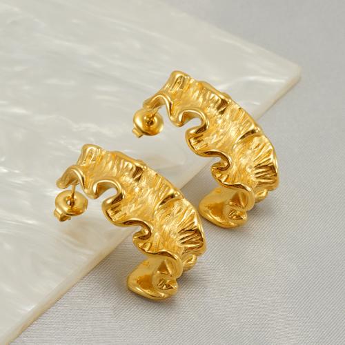 Roestvrij staal Stud Earrings, 304 roestvrij staal, Hart, gold plated, voor vrouw, 30mm, Verkocht door pair