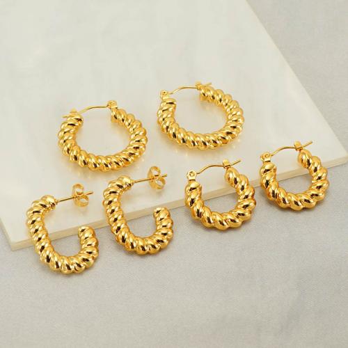 Stainless Steel Stud Earrings 304 Stainless Steel gold color plated & for woman Sold By Pair