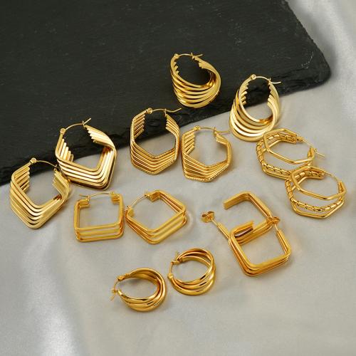 Stainless Steel Lever Terug Earring, 304 roestvrij staal, gold plated, verschillende stijlen voor de keuze & voor vrouw, meer kleuren voor de keuze, Verkocht door pair