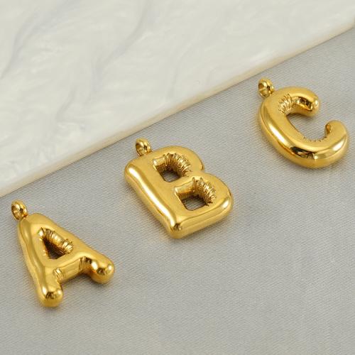 Edelstahl Brief Anhänger, 304 Edelstahl, Alphabet-Buchstabe, goldfarben plattiert, verschiedene Stile für Wahl & für Frau, keine, 15x18mm, verkauft von PC