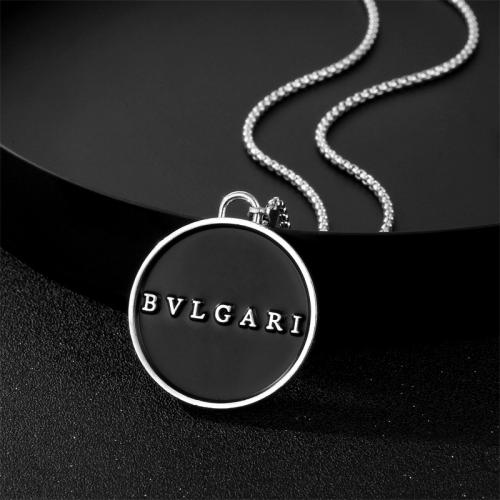 Collier d'acier titane, avec alliage de zinc, Rond, Placage, bijoux de mode, argent, Longueur 70 cm, Vendu par PC