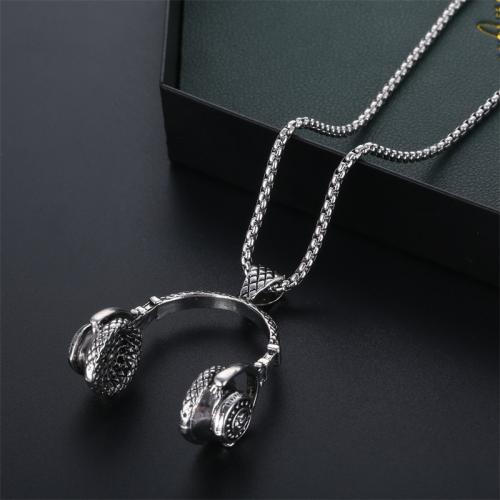 Titanium halskettingen, Titanium Staal, met Zinc Alloy, plated, mode sieraden, zilver, Lengte 70 cm, Verkocht door PC