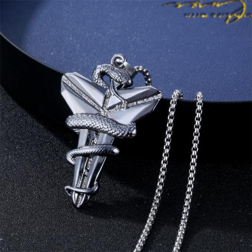 Titanium Steel Necklace with Zinc Alloy plated fashion jewelry Length 70 cm Sold By PC