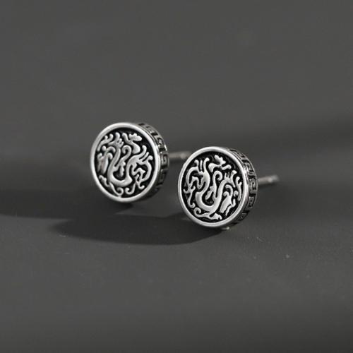 Zink Alloy Stud Earring, Rund, silver pläterad, Vintage & för människan, 7.50mm, Säljs av Par