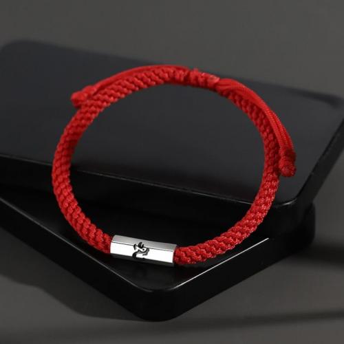 aleación de zinc Pulsera, con cordón poliéster, chapado en color de plata, trenzado & para hombre, más colores para la opción, longitud aproximado 6-10 Inch, Vendido por UD