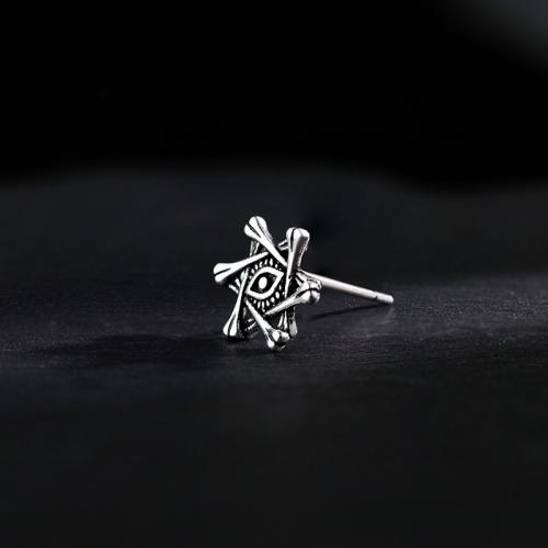 Zinc Alloy Stud Earring, Hexagram, silver plated, Vintage & boze oog patroon & voor de mens, 10mm, Verkocht door pair