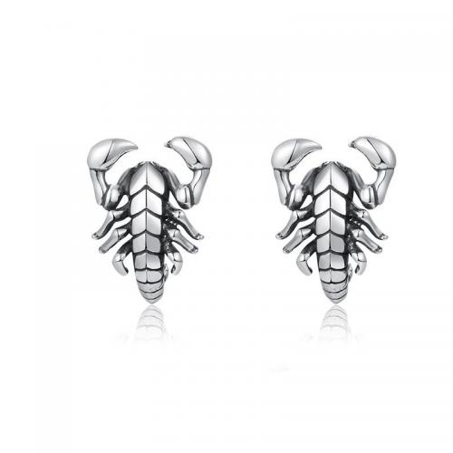 Zink Alloy Stud Earring, Scorpion, silver pläterad, Vintage & för människan, 10x13mm, Säljs av Par