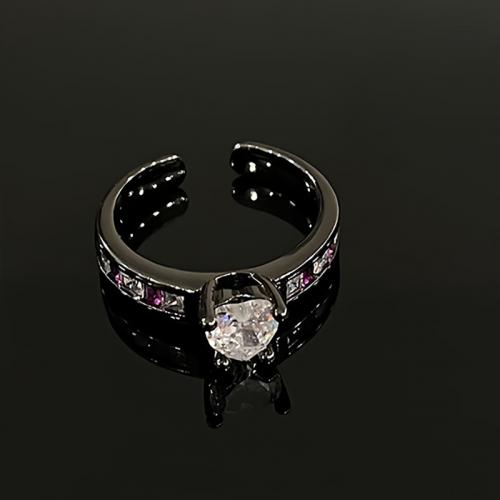 Kubisk Circonia Micro bane messing Ring, guld sort belagt, mode smykker & Micro Pave cubic zirconia & for kvinde, nikkel, bly & cadmium fri, Størrelse:7, Solgt af PC