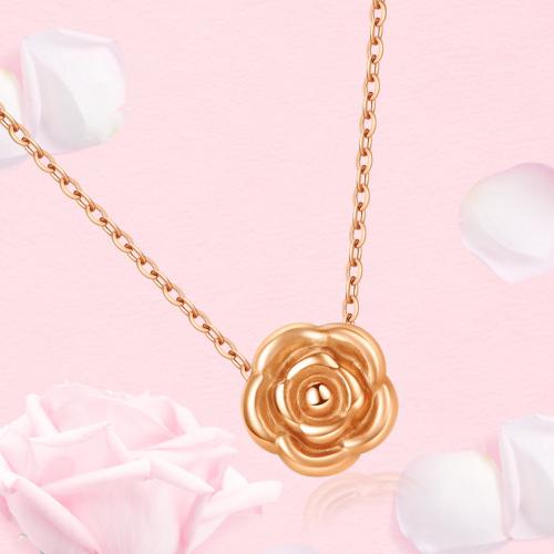 Collana di titanio acciaio, Titantium acciaio, with 5CM extender chain, Rose, placcato, per la donna, nessuno, 8x8mm, Lunghezza 45 cm, Venduto da PC