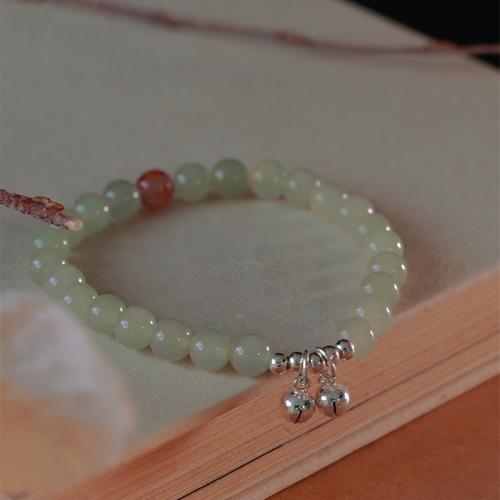 alliage de zinc bracelet, avec agate synthétique, cloche, Placage de couleur argentée, bijoux de mode & pour femme, Longueur Environ 6 pouce, Vendu par PC