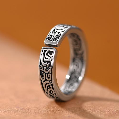 liga de zinco Cuff Ring Finger, cromado de cor prateada, Vintage & para o homem, tamanho:7.5-11, vendido por PC