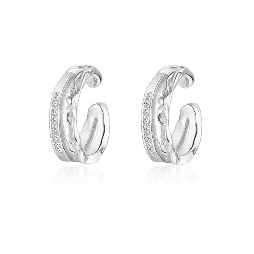 Zinc Alloy Earring Cuff, silver plated, micro pave zirconia & voor de mens, 10mm, Verkocht door pair