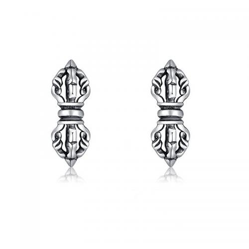 Zinc Alloy Stud Earring, silver plated, Vintage & voor de mens, 4x10mm, Verkocht door pair