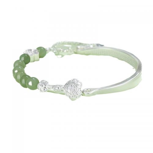 Hetian Jade Pulsera, con Plata de ley 925, con 2inch extender cadena, Ruyi, estilo popular & para mujer, longitud aproximado 5.9 Inch, Vendido por UD