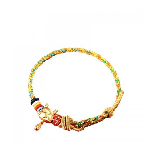 Katoenen koord Armband, met Zinc Alloy, Chinese Zodiac, handgemaakt, folk stijl & uniseks & verschillende stijlen voor de keuze, Lengte Ca 5.5 inch, Verkocht door PC