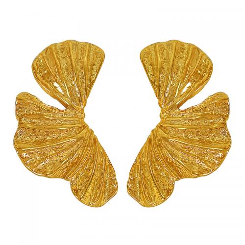 Roestvrij staal Stud Earrings, 304 roestvrij staal, Ginkgo Leaf, mode sieraden & voor vrouw, gouden, 50x28mm, Verkocht door pair