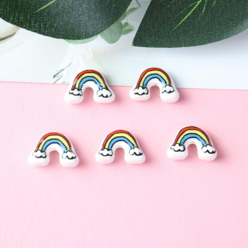 Porzellan Schmuckperlen, Regenbogen, Modeschmuck & DIY, gemischte Farben, 18x12mm, ca. 100PCs/Tasche, verkauft von Tasche