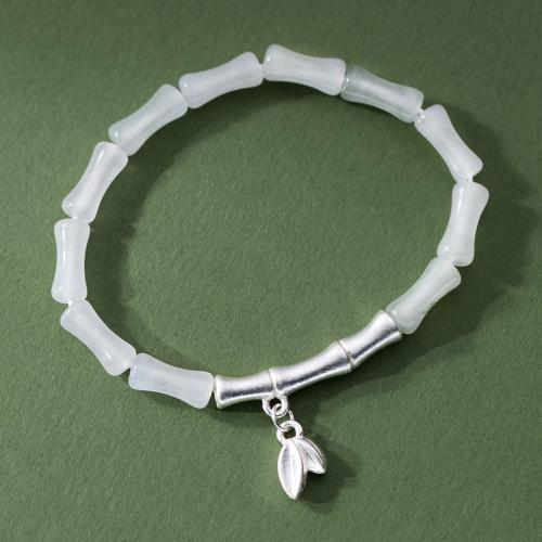 Bracelets en argent sterling, Argent sterling 925, avec cristal, fait à la main, bijoux de mode & élastique & pour femme, protéger l'environnement, sans nickel, plomb et cadmium, Longueur Environ 14-22 cm, Vendu par PC