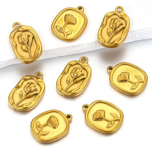 Bijoux pendentifs en acier inoxydable , Acier inoxydable 304, Plaqué or 18K, DIY & styles différents pour le choix, doré, 5PC/sac, Vendu par sac