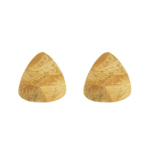 Goujon Laiton, triangle, Placage de couleur d'or, bijoux de mode & pour femme, doré, protéger l'environnement, sans nickel, plomb et cadmium, 25mm, Vendu par paire