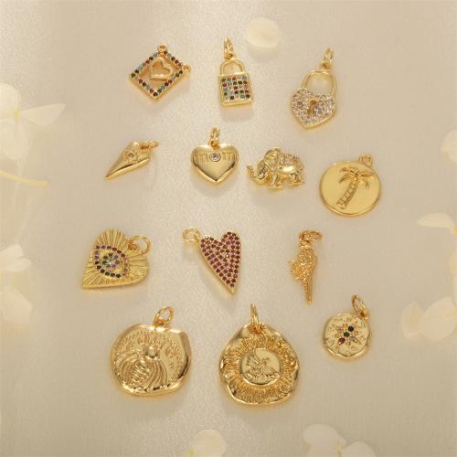 Cubic Zirconia (CZ) Brass Hängen, Mässing, med Cubic Zirconia, guldfärg pläterade, DIY & olika stilar för val, fler färger för val, nickel, bly och kadmium gratis, Säljs av PC