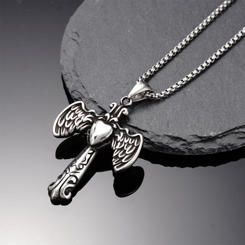 Tíotáiniam Cruach muince, Cruach Tíotáiniam, Cross, plátáilte, jewelry faisin, airgid, Fad 70 cm, Díolta De réir PC