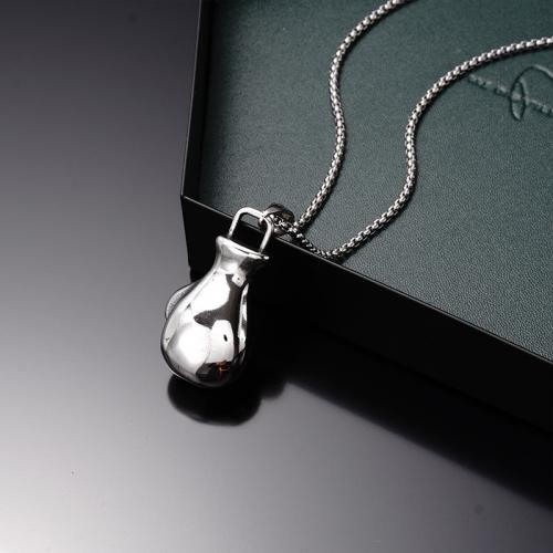 Collier d'acier titane, Gant de boxe, Placage, bijoux de mode, argent, Longueur 70 cm, Vendu par PC