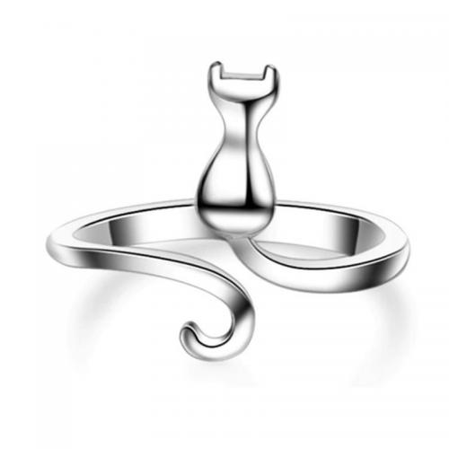 Messing Fingerring, Katze, Modeschmuck & für Frau, originale Farbe, frei von Nickel, Blei & Kadmium, Diameter :17mm, width :17.5mm., verkauft von PC