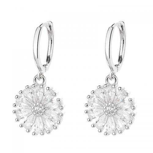 Cubic Zirconia micro pavimenta Sterling Silver Earring, 925 argento sterlina, placcato, Micro spianare cubic zirconia & per la donna, nessuno, 24x11.30mm, Venduto da coppia