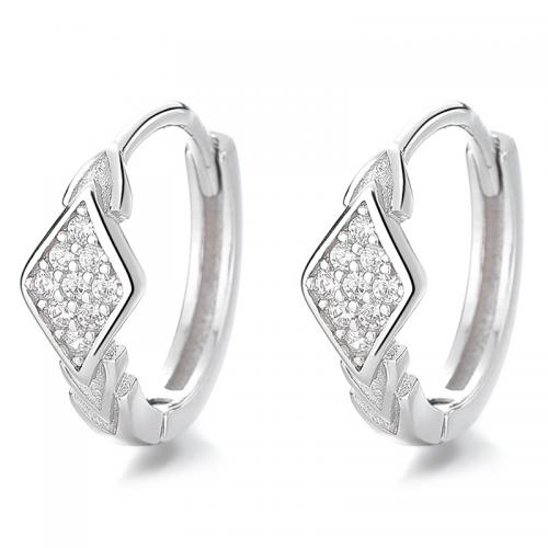 Cubic Zirkonia Micro Pave Sterling Silver Korvakorut, 925 Sterling Silver, päällystetty, Micro Pave kuutiometriä zirkonia & naiselle, enemmän värejä valinta, 13.30x14.70mm, Myymät Pair