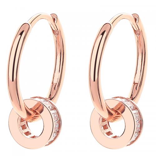 Cubic Zirconia micro pavimenta Sterling Silver Earring, 925 argento sterlina, placcato, Micro spianare cubic zirconia & per la donna, color oro rosato, 18.20x15.80mm, Venduto da coppia