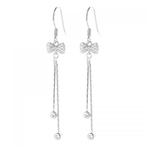 Cubic Zirconia micro pavimenta Sterling Silver Earring, 925 argento sterlina, placcato, Micro spianare cubic zirconia & per la donna, nessuno, 56.30x8mm, Venduto da coppia